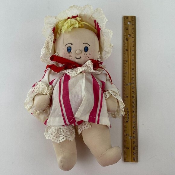 Vintage Handmade Cabbage Patch Style Cloth Doll Blonde Hair Craters Label - Picture 5 of 6
